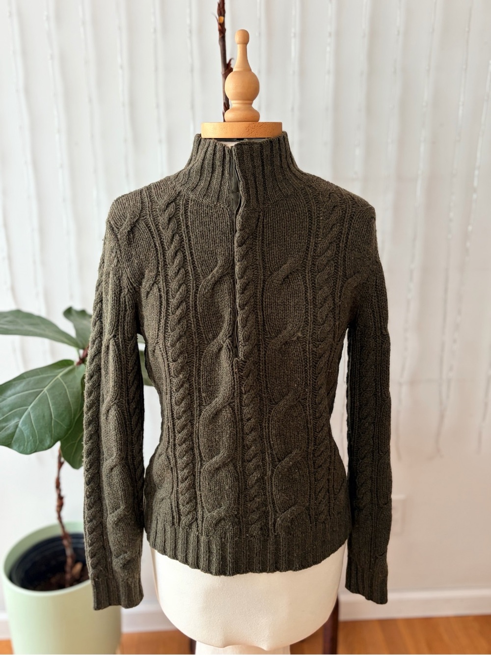 Vintage 90s Ralph Lauren Wool Hooded Sweater Green Polo - Picture 14 of 14
